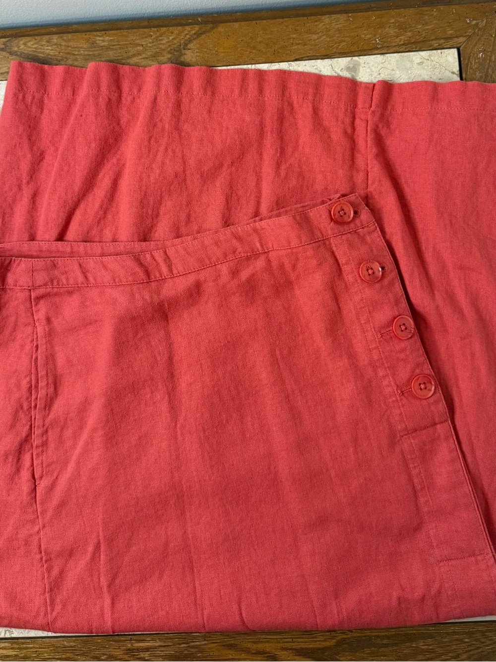 Melrose & Market Women’s Coral Button-Accent Linen Skirt